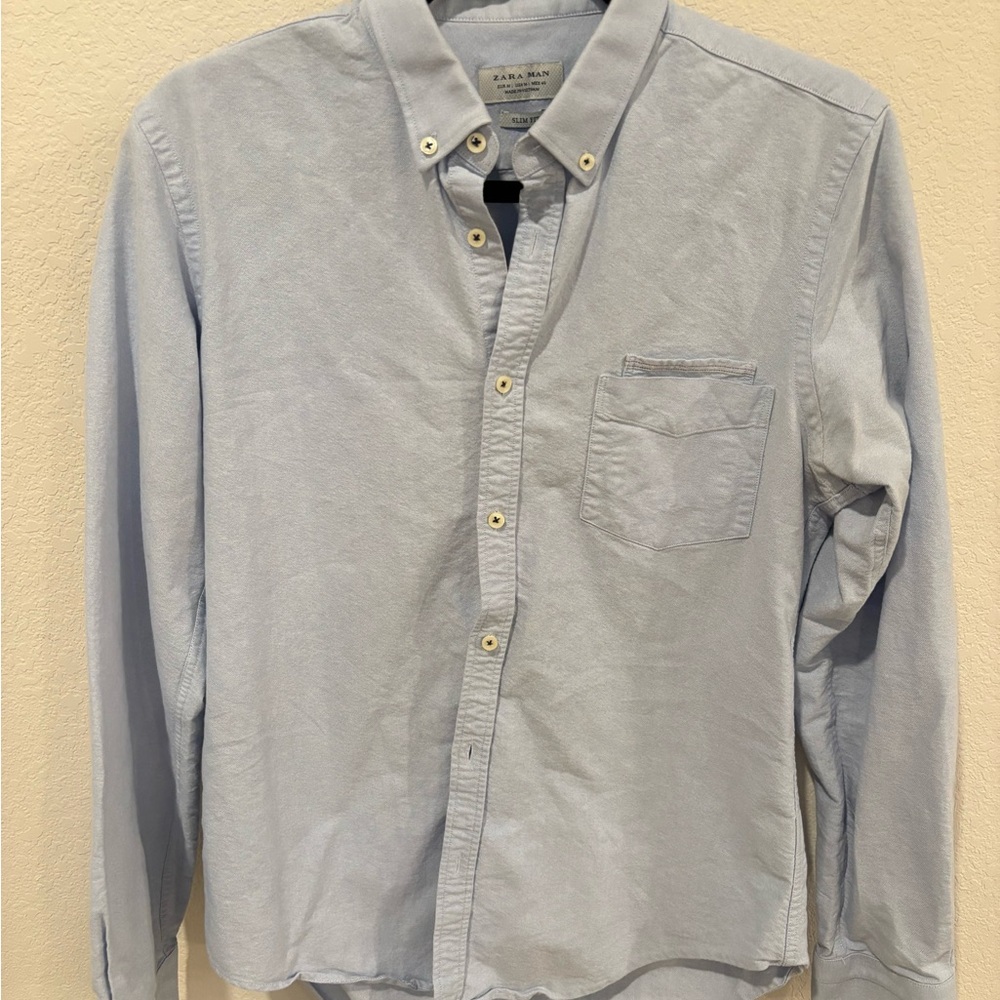 Zara Man Light Blue Button-Down Shirt